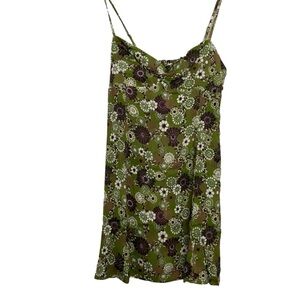 Artizia Wilfred City lights floral mini dress green white sweetheart neckline 8
